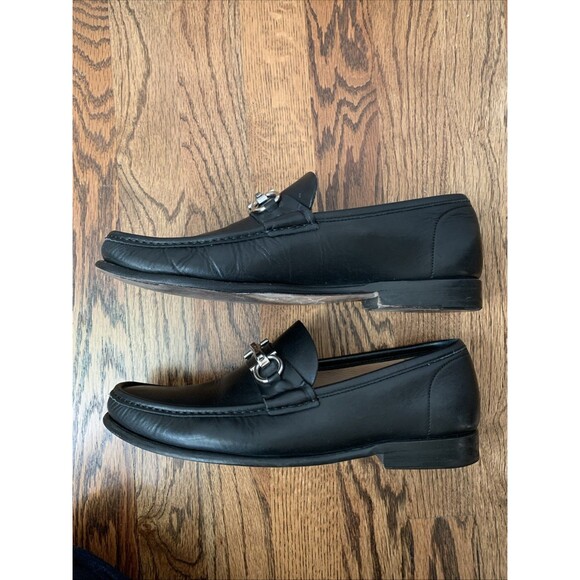 FERRAGAMO HORSEBIT MENS LOAFERS BLACK 8 EE MADE IN ITALY main image 2